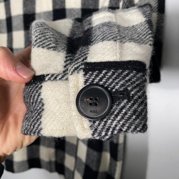 Ami Paris White / Black Overcheck Flannel Shirt Jacket men's size Medium - Picture 8 of 9
